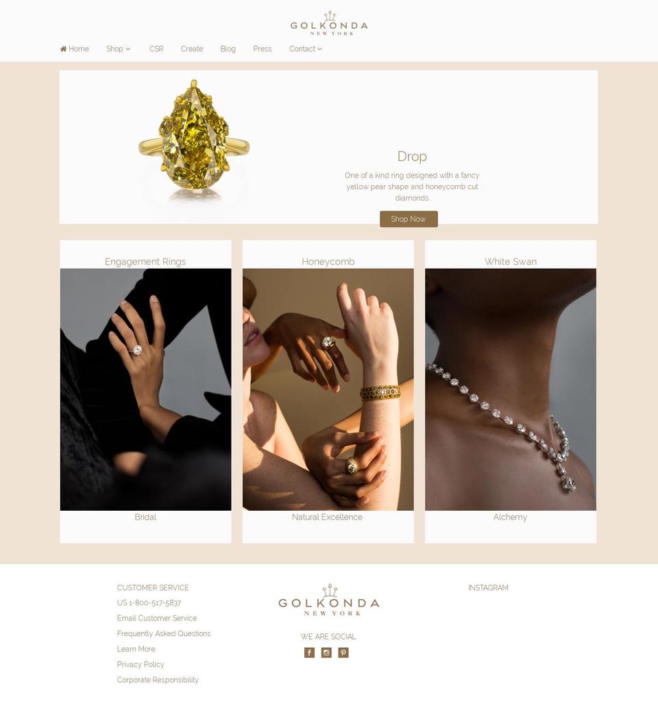 golkonda.com shopify website screenshot