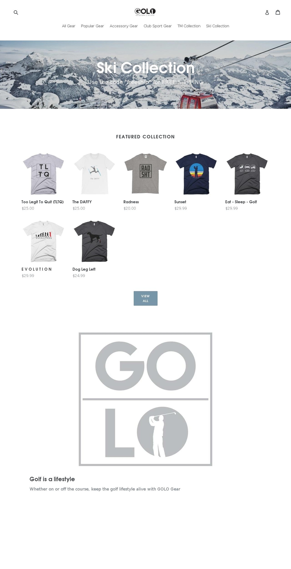 gologear.com shopify website screenshot