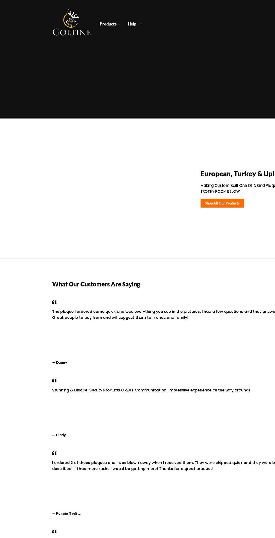 goltine.com shopify website screenshot