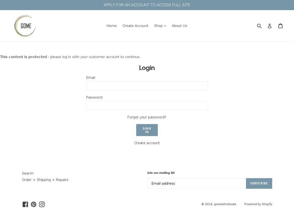 gomewholesale.com — Shopify storefront screenshot