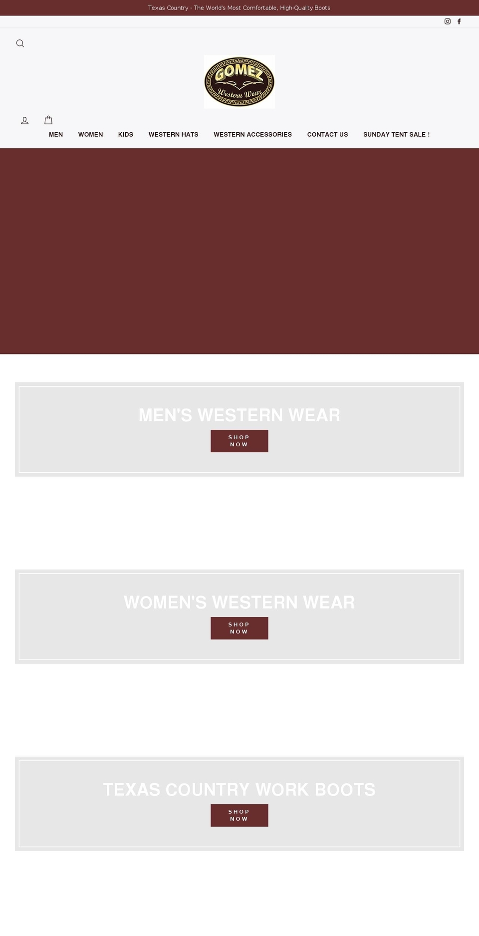 Revised Gomez Site Aug Shopify theme site example gomezbootranch.com