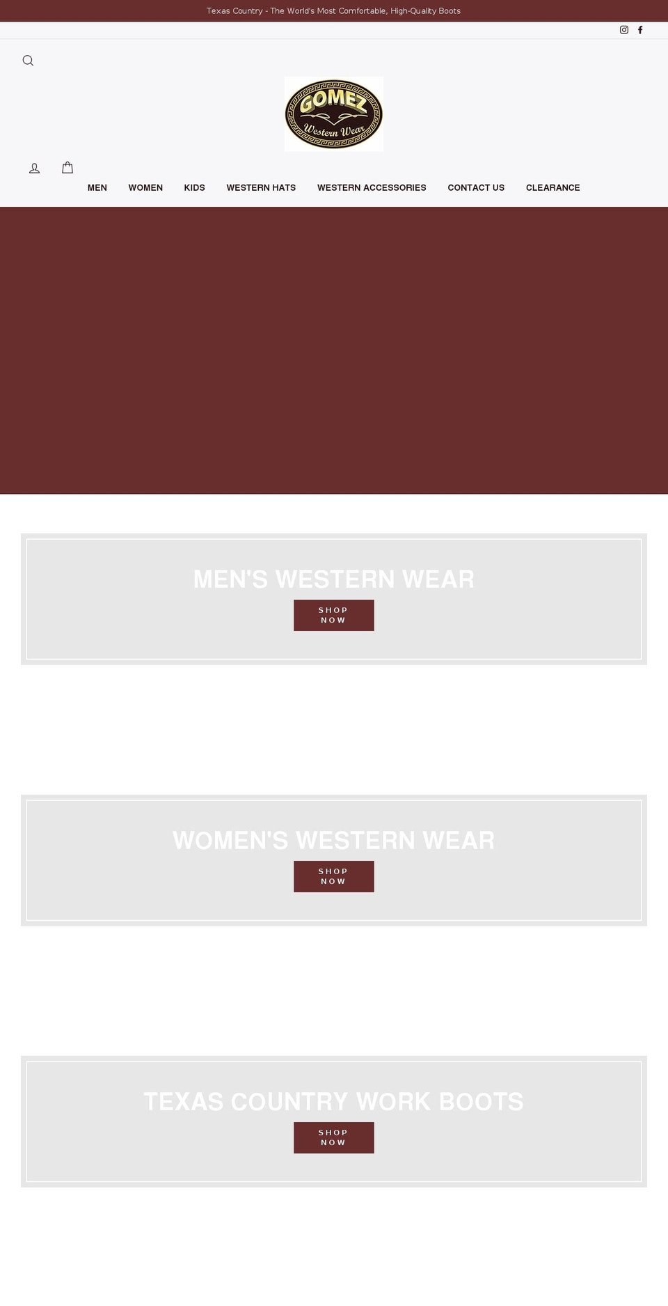 gomezwesternwearoutlet.net shopify website screenshot