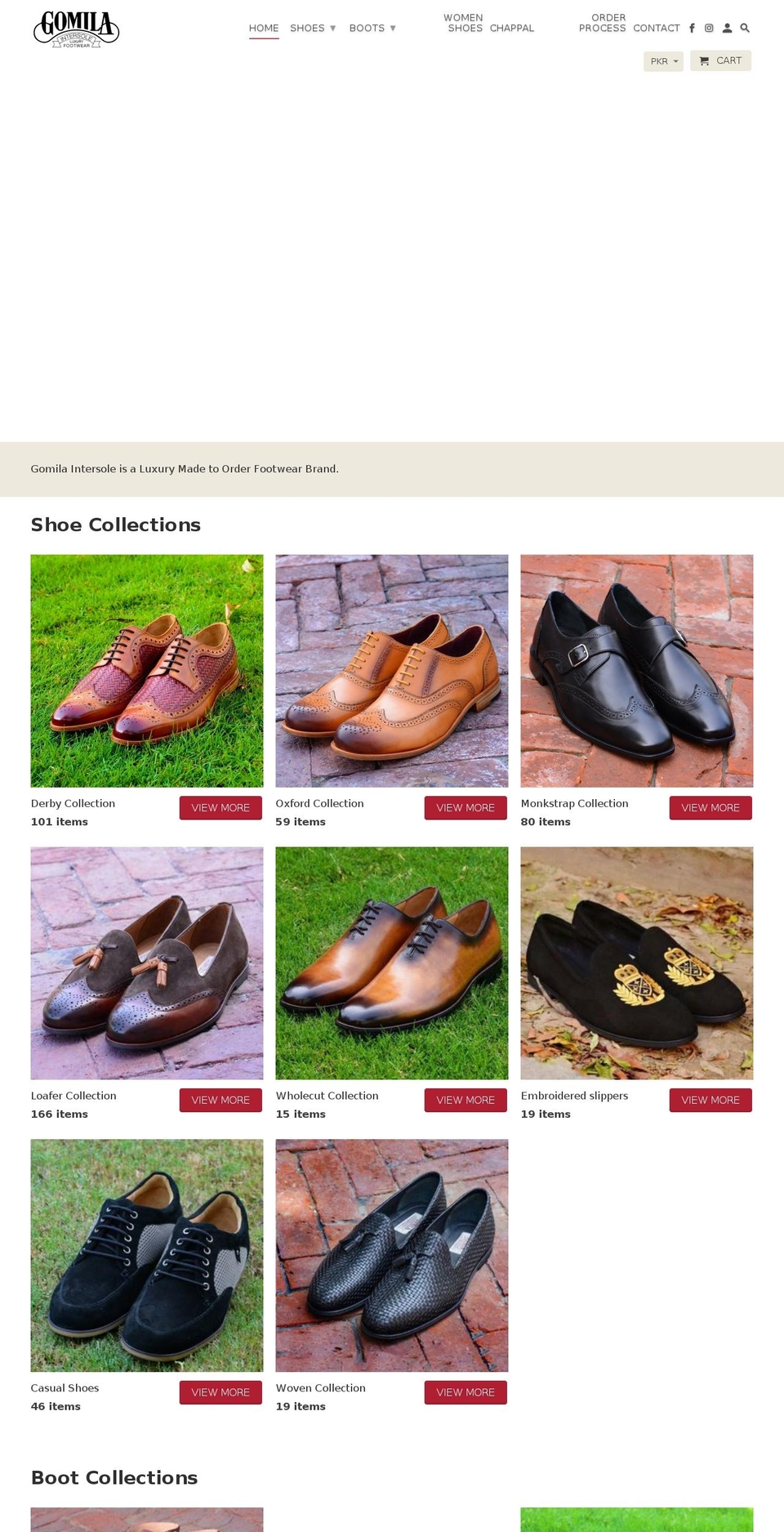 gomilaintersole.com shopify website screenshot