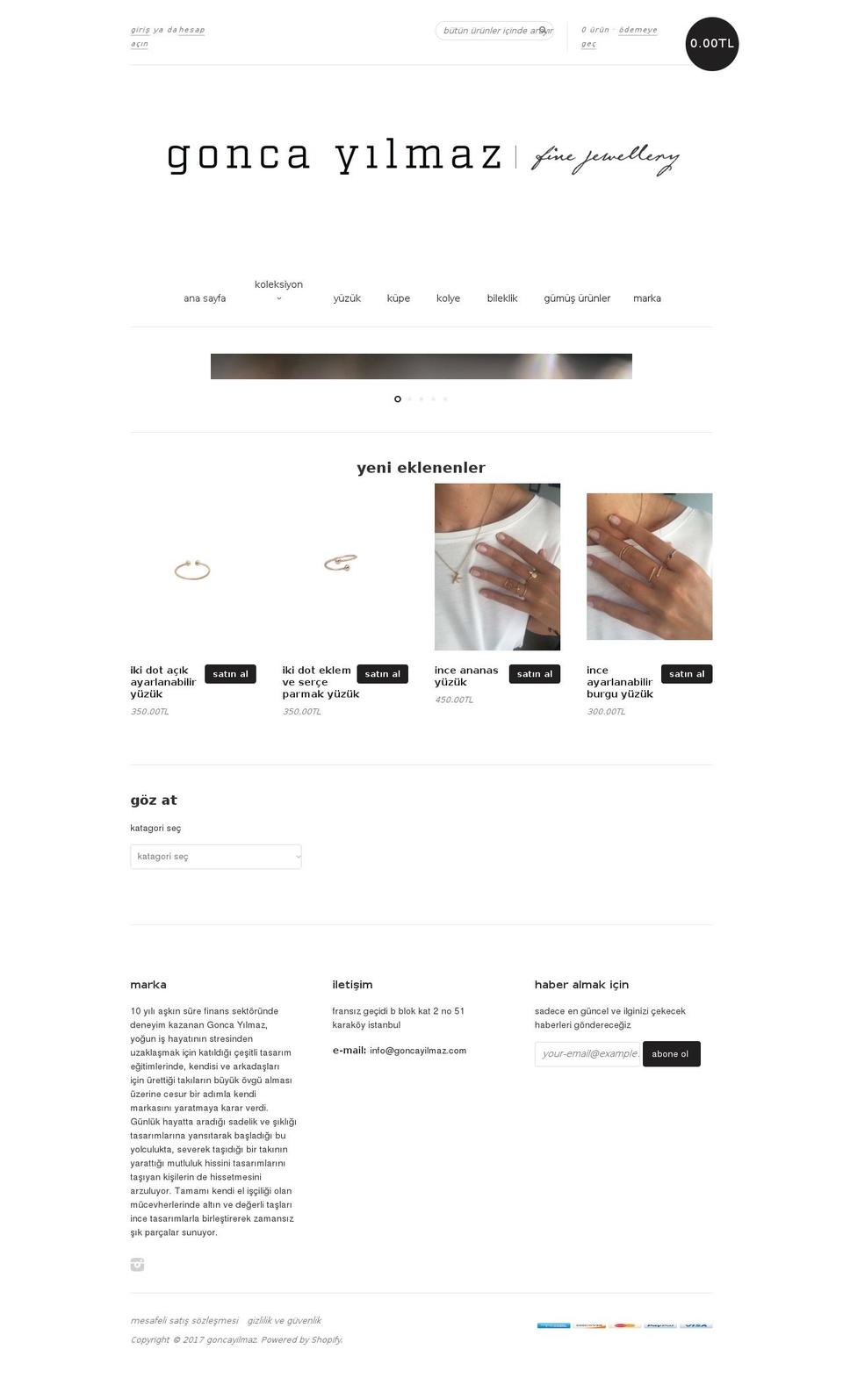 goncayilmaz.com shopify website screenshot