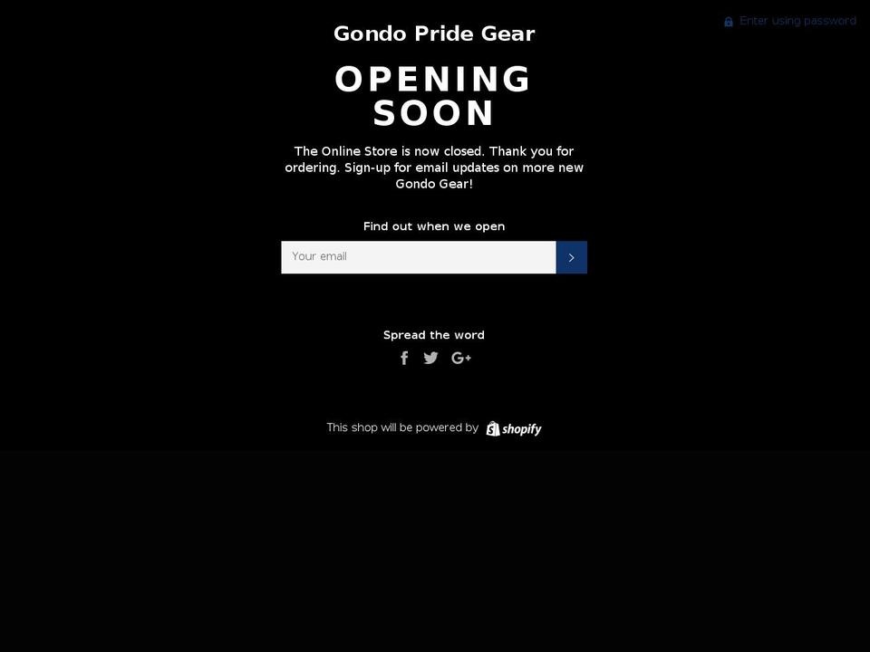 gondopridegear.com shopify website screenshot