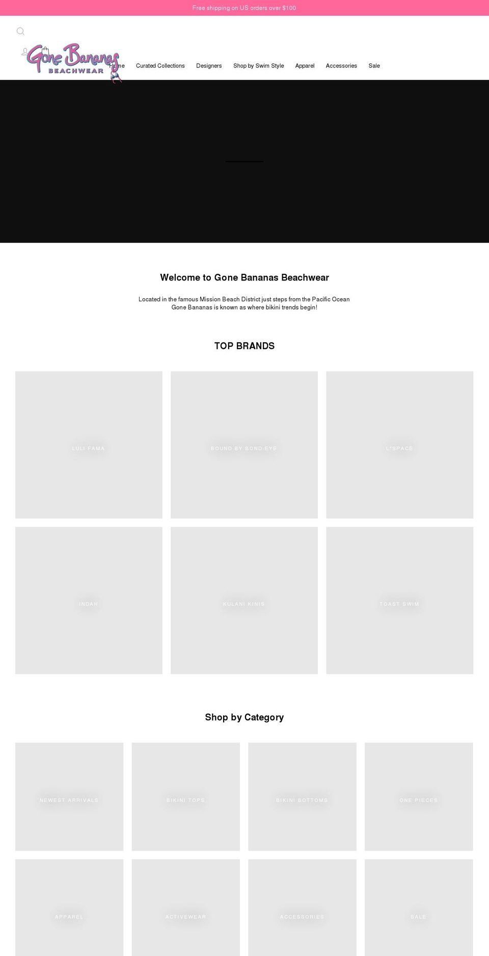 gone-bananas-beachwear.myshopify.com — Shopify storefront screenshot