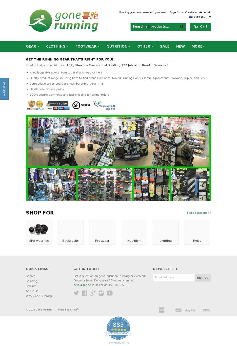 gone.run shopify website screenshot