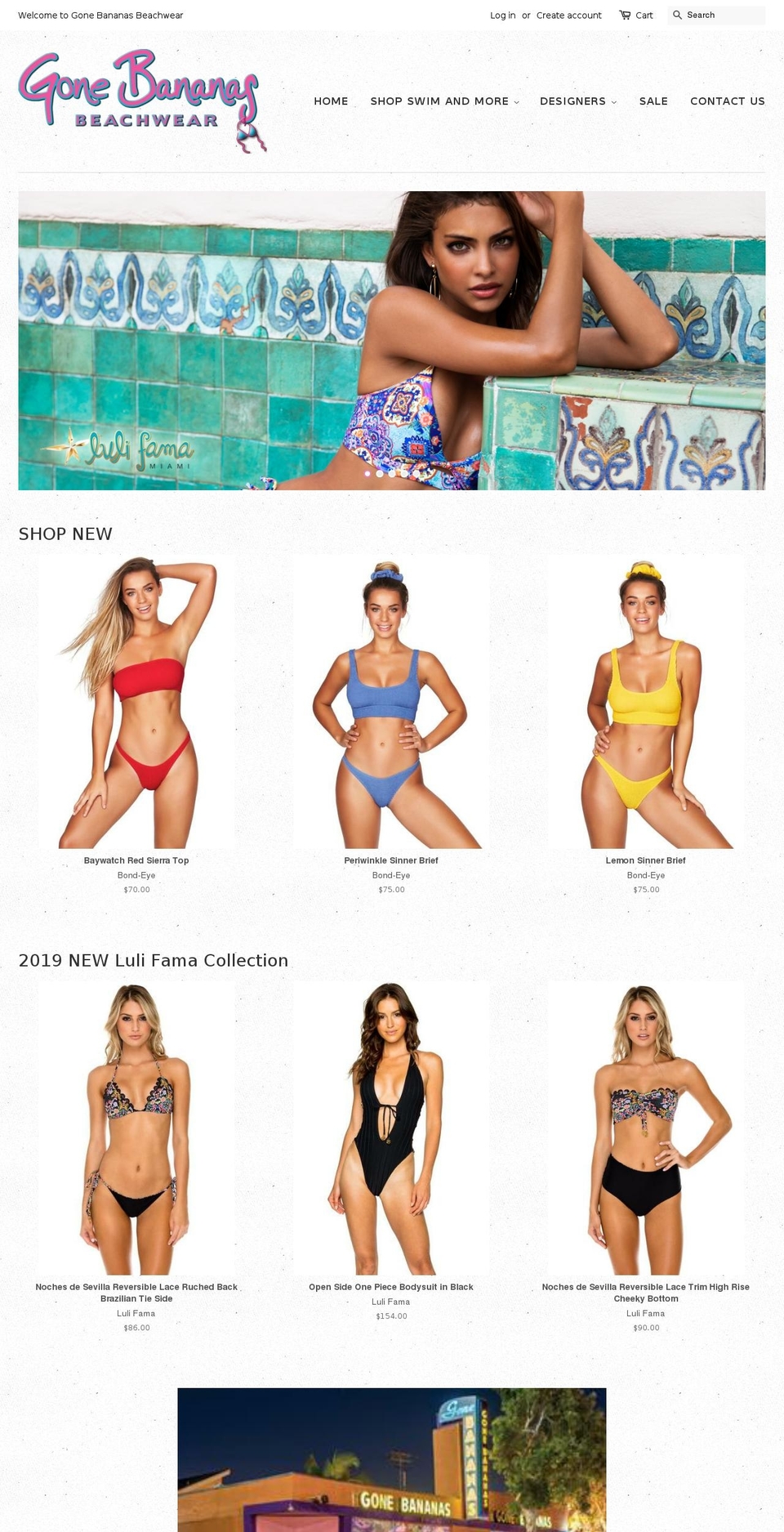 gonebananasbeachwear.com shopify website screenshot