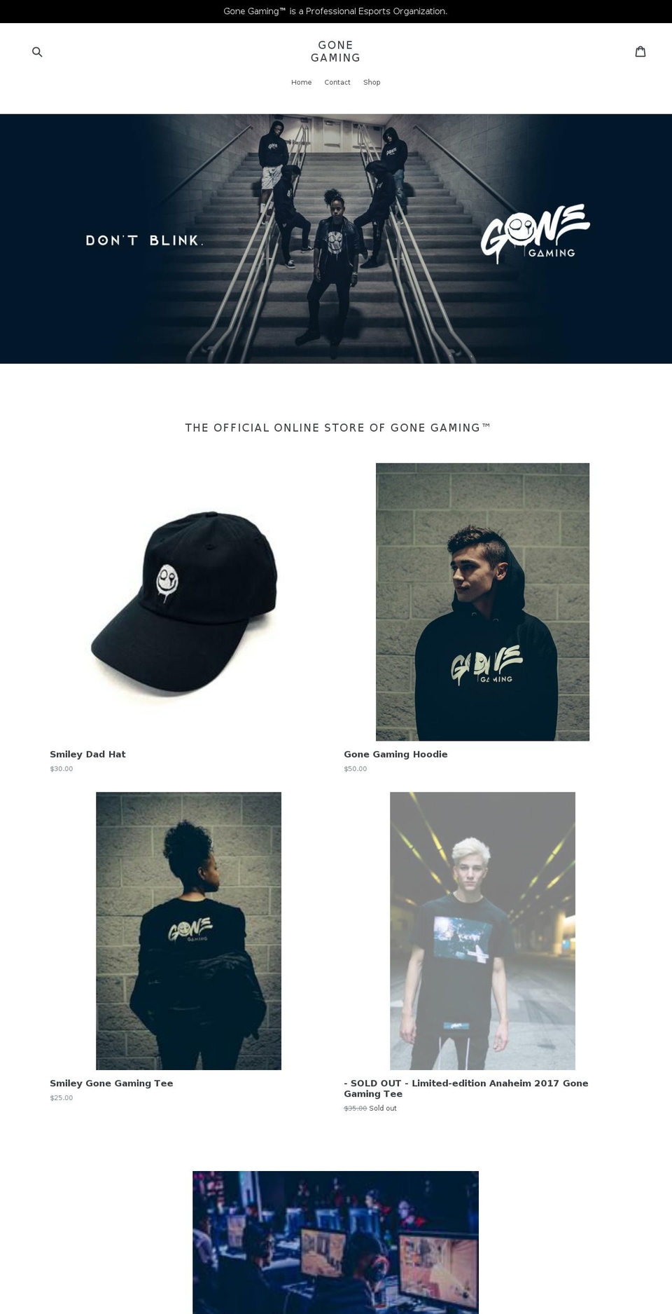 gonegaming.org shopify website screenshot