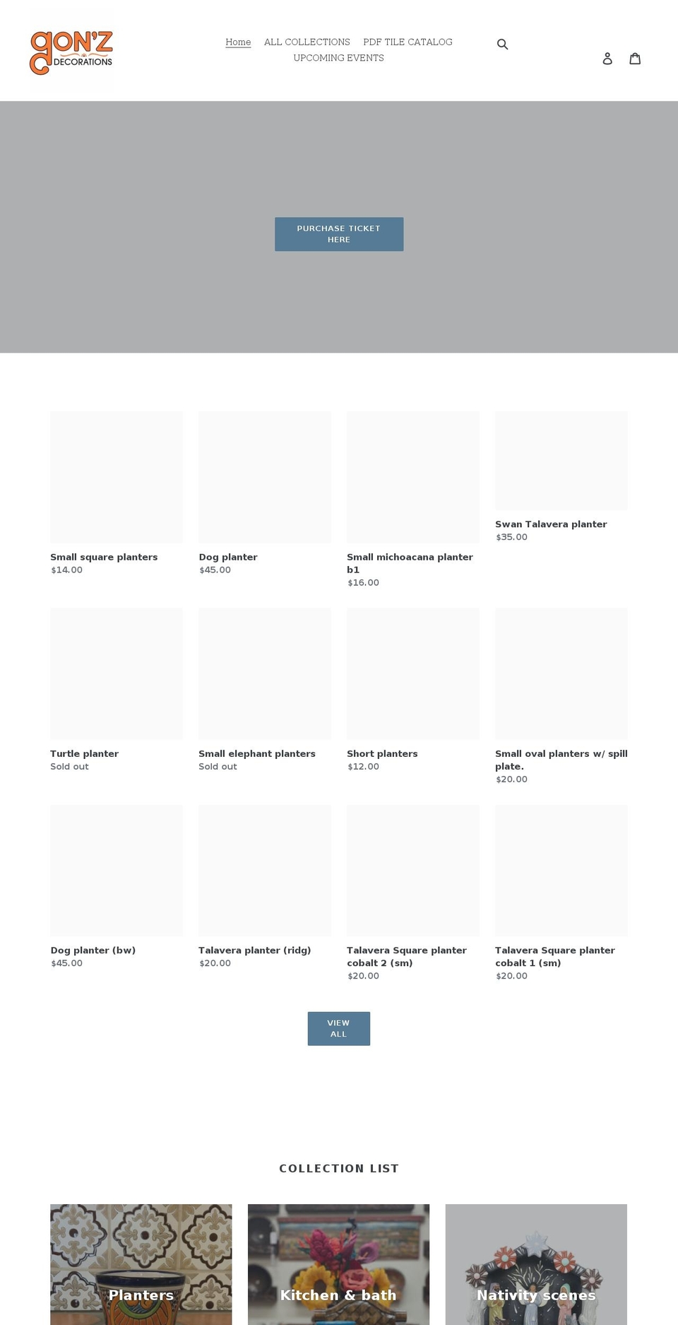gonzdecorations.com shopify website screenshot