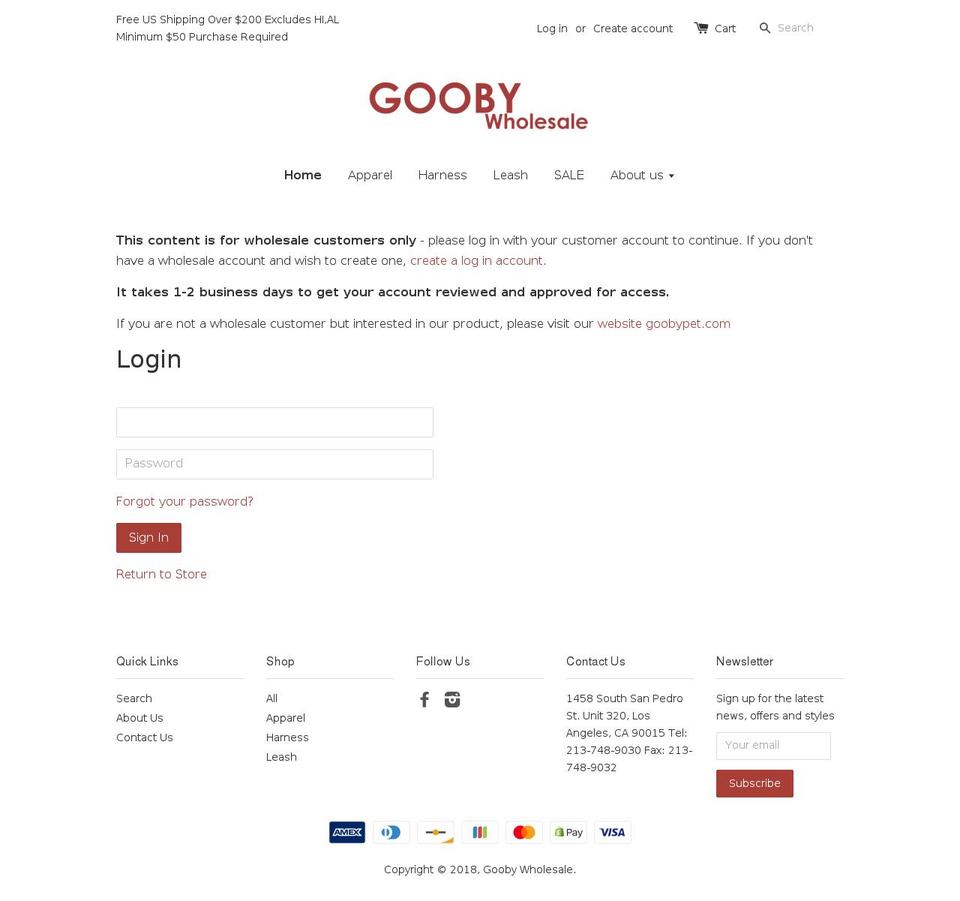 goobypetwholesale.com — Shopify storefront screenshot