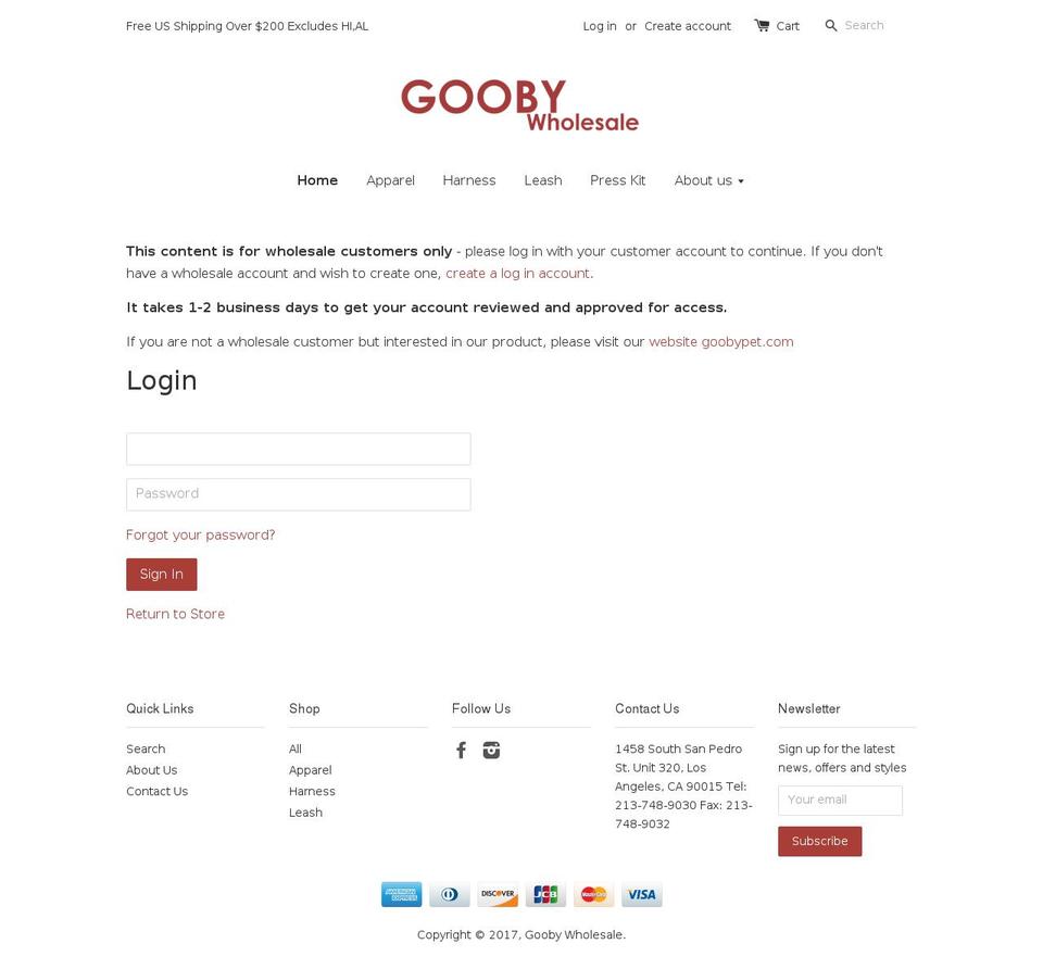 goobywholesale.com shopify website screenshot