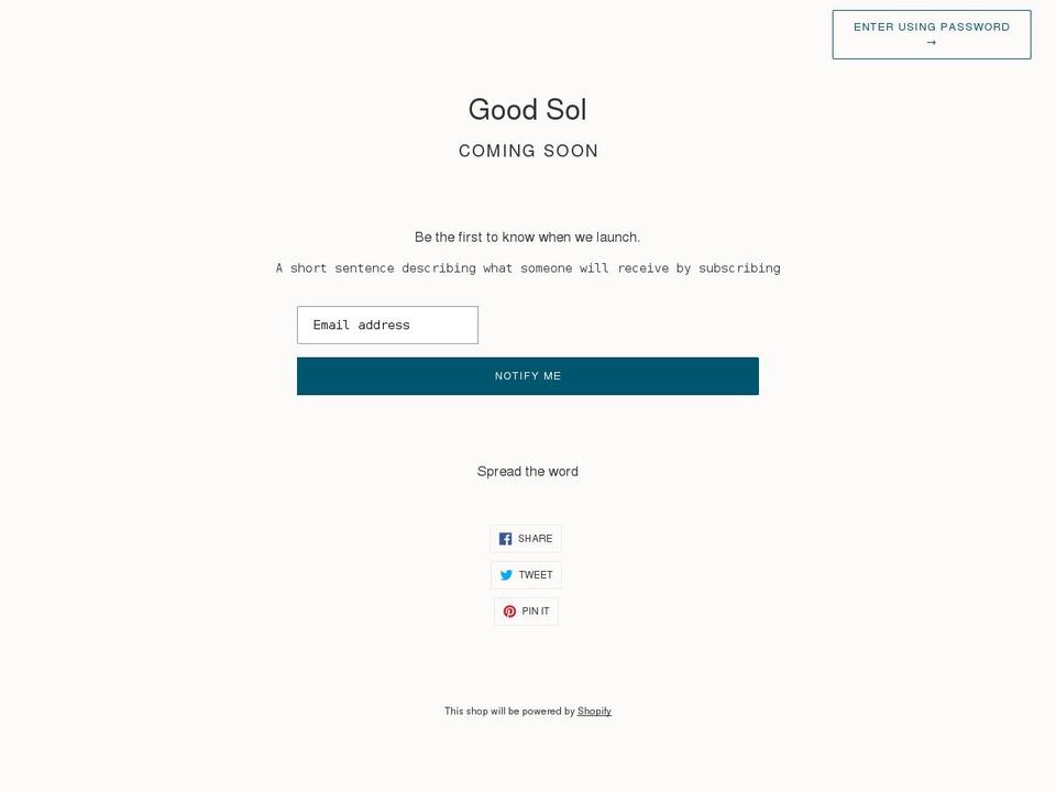 good-sol.myshopify.com shopify website screenshot