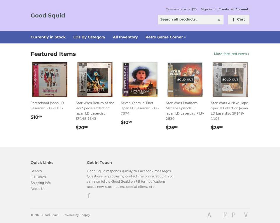 good-squid.myshopify.com shopify website screenshot