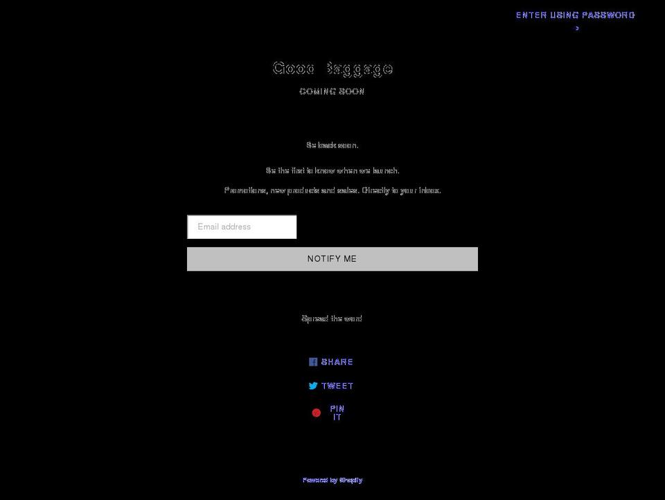 goodbaggage.com shopify website screenshot