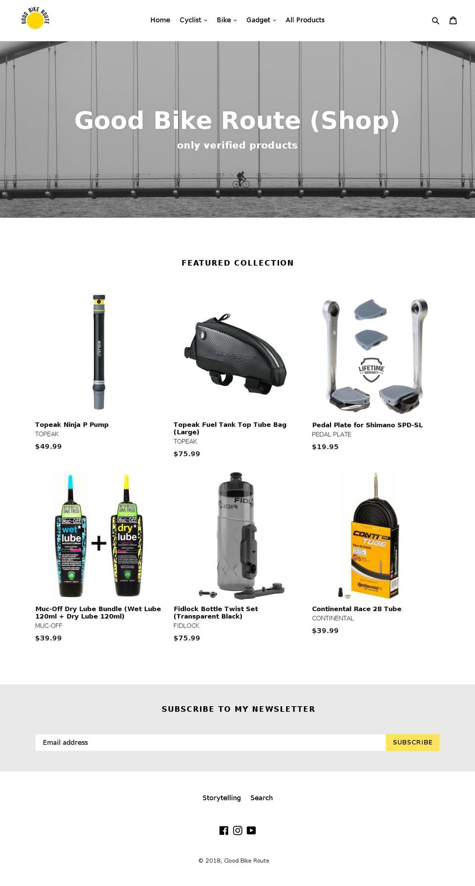 goodbikeroute.com — Shopify storefront screenshot