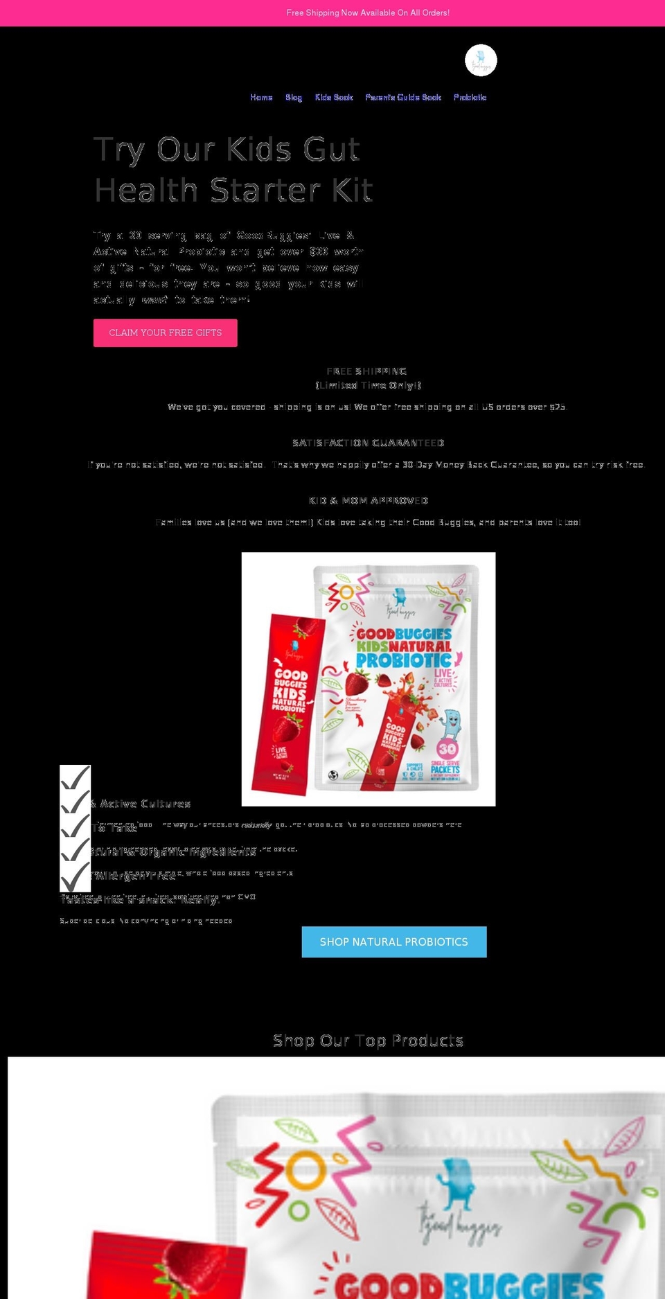 goodbuggiesprobiotics.com shopify website screenshot