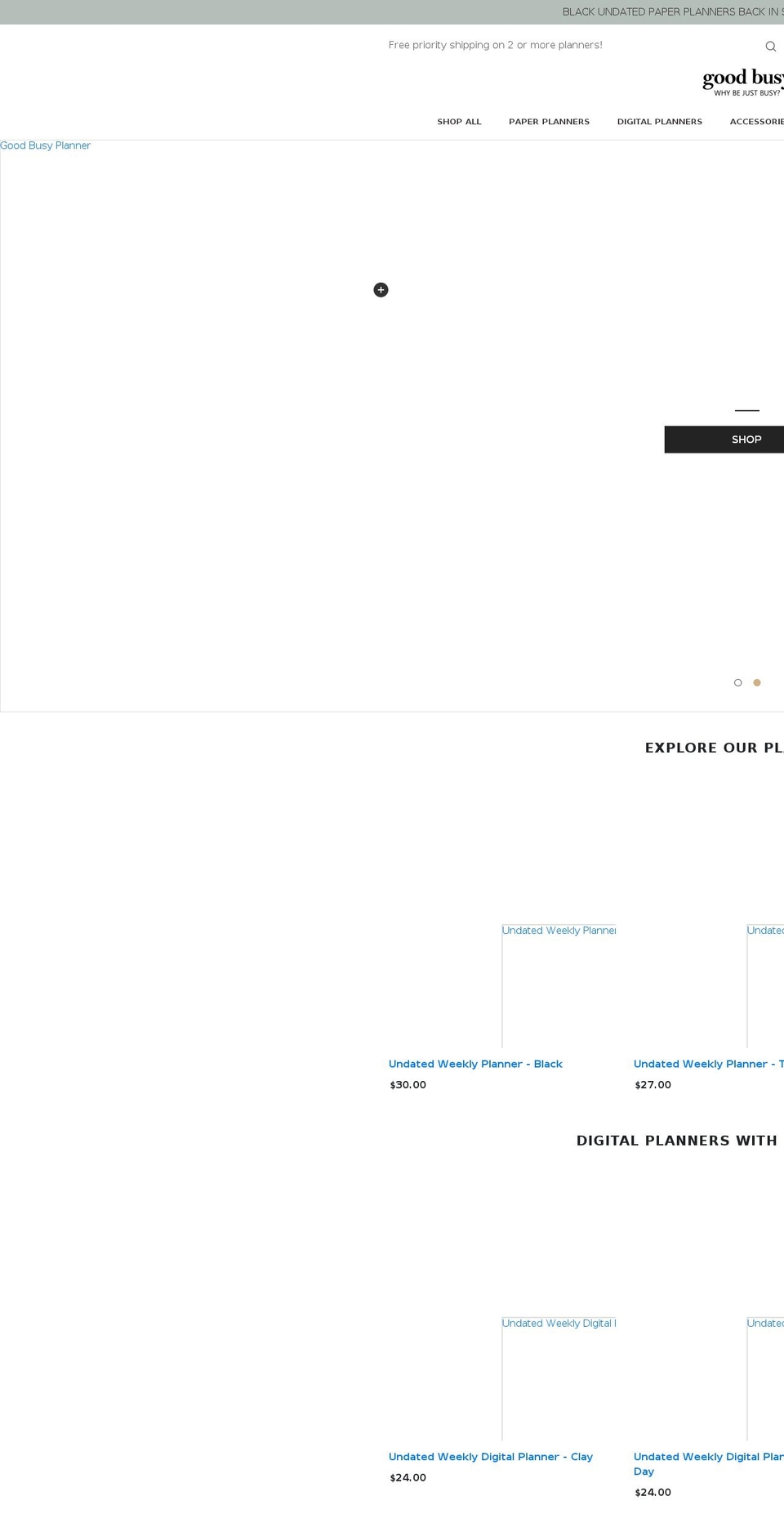 goodbusyplanner.com shopify website screenshot