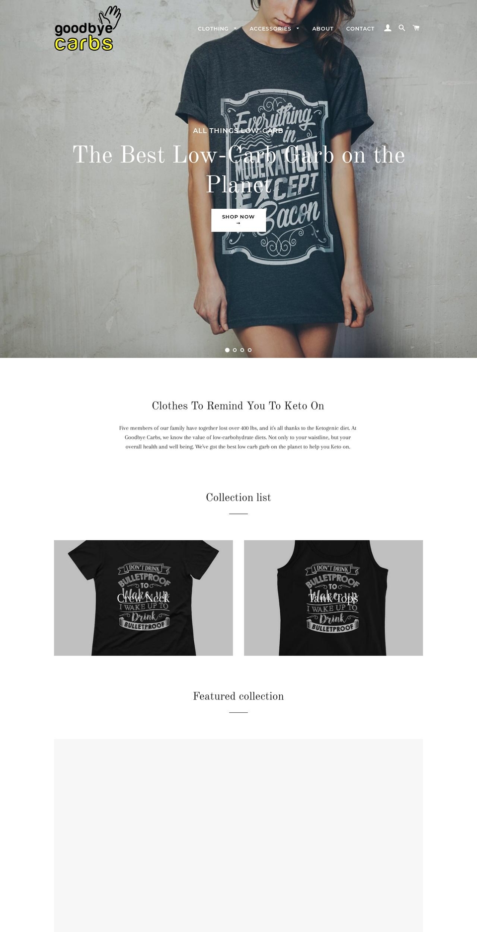 goodbyecarbs.com — Shopify storefront screenshot