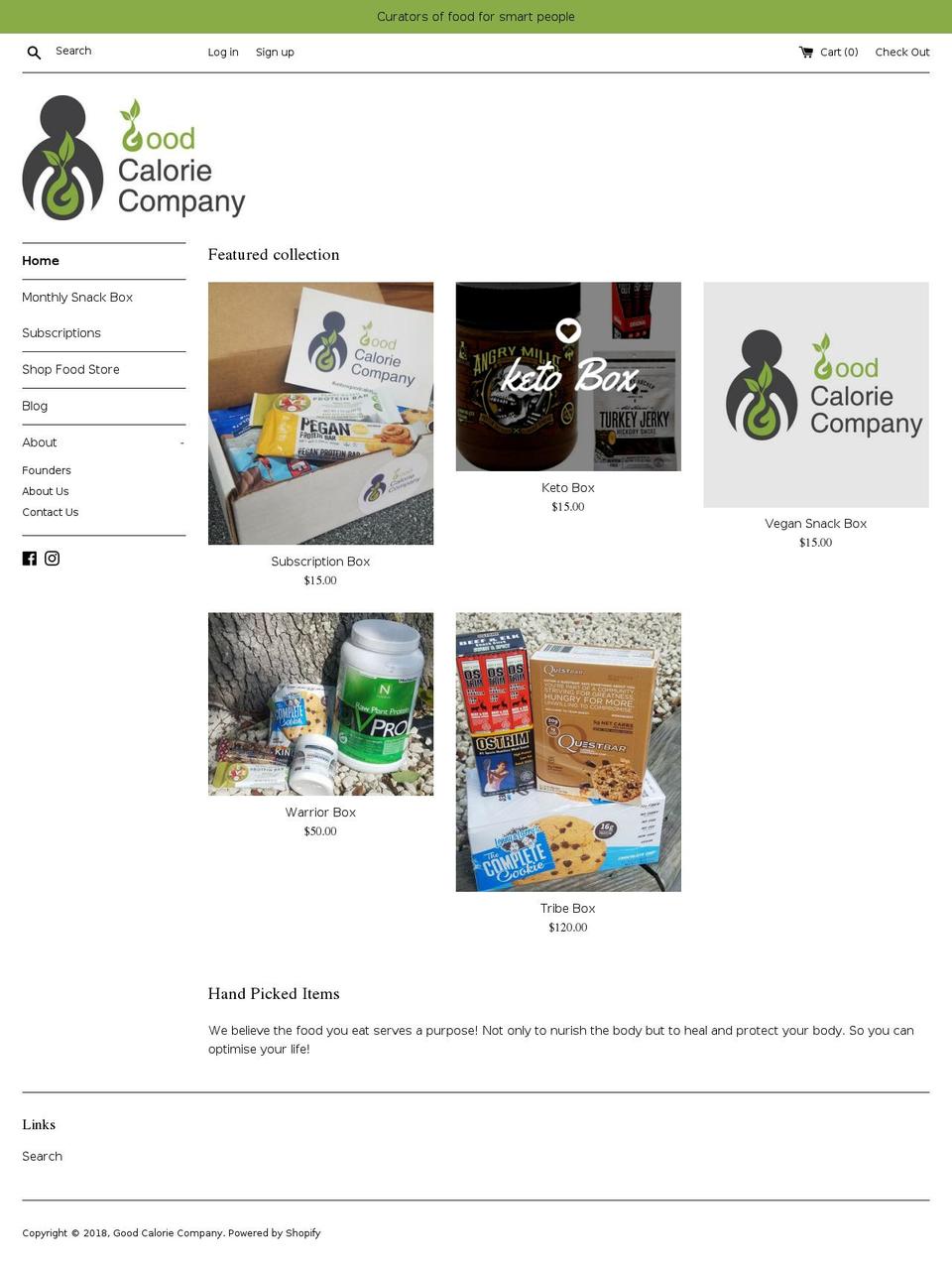 goodcaloriecompany.com — Shopify storefront screenshot