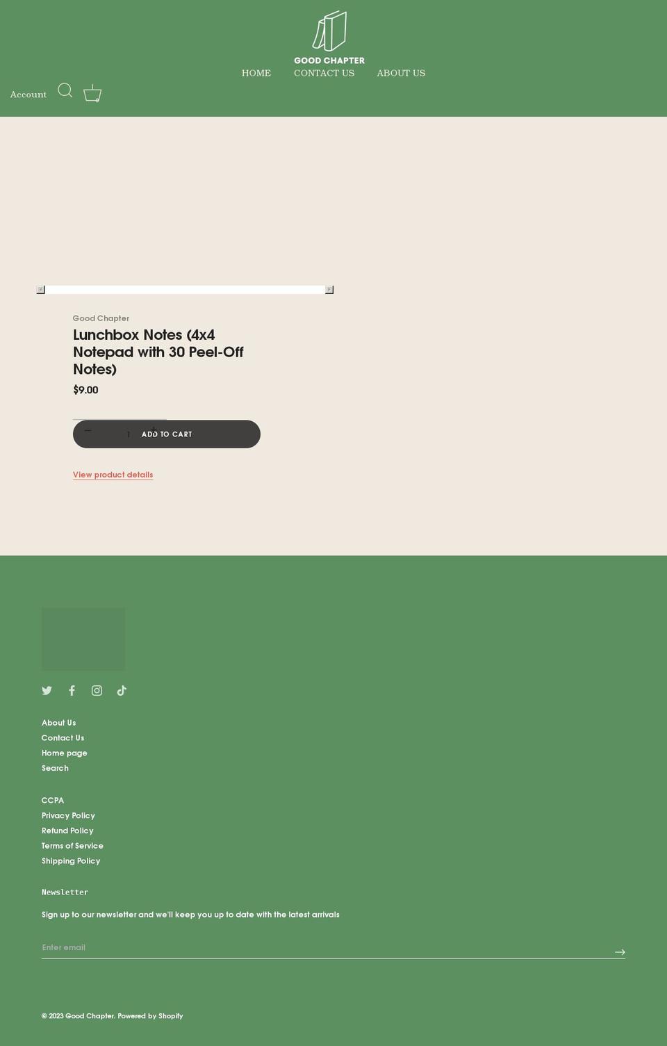 goodchapter.com shopify website screenshot