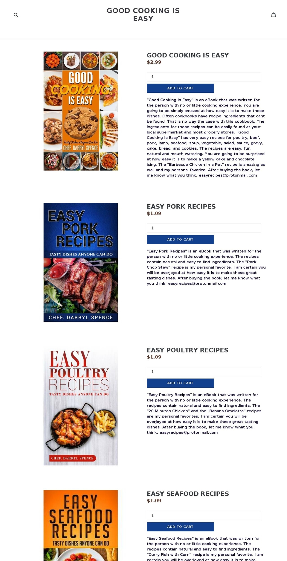 goodcookingiseasy.com — Shopify storefront screenshot