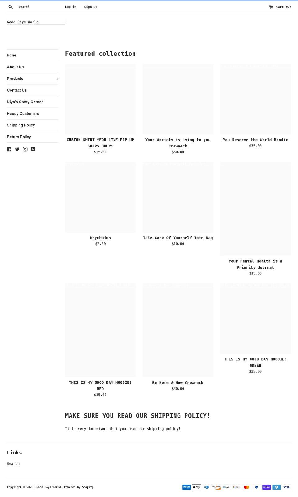 gooddaysworld.com shopify website screenshot