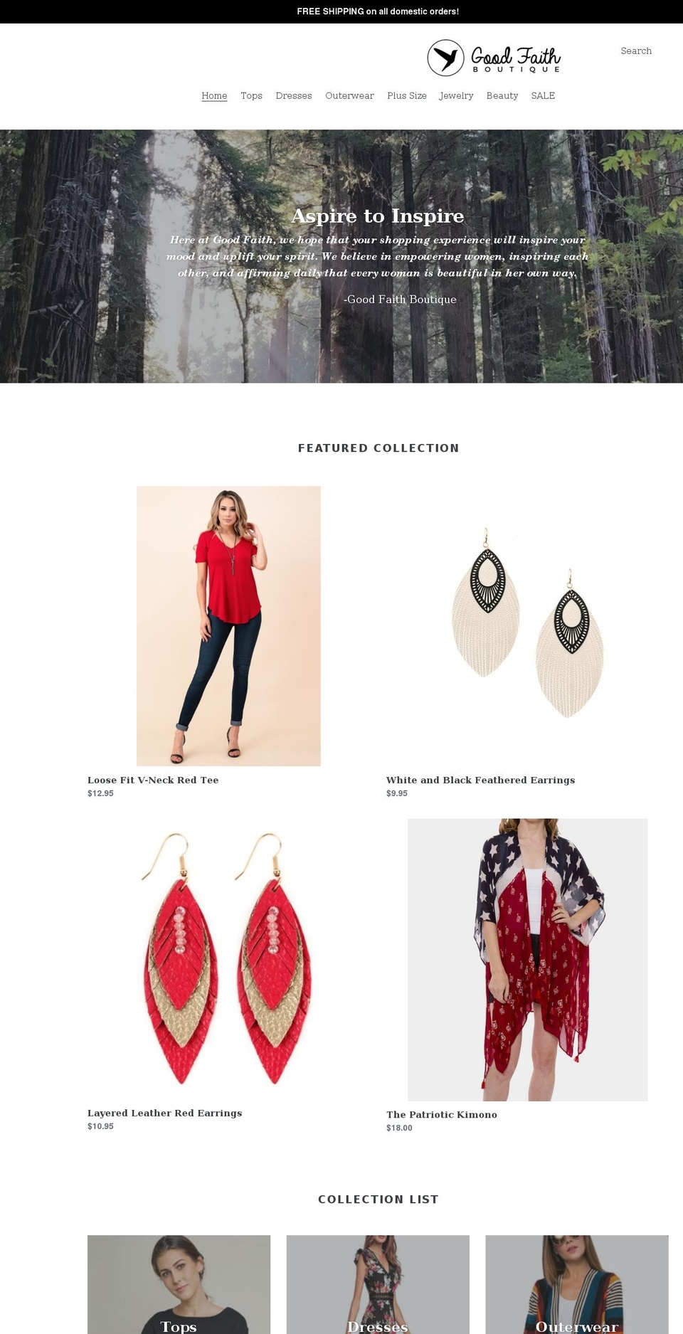 goodfaithboutique.com shopify website screenshot