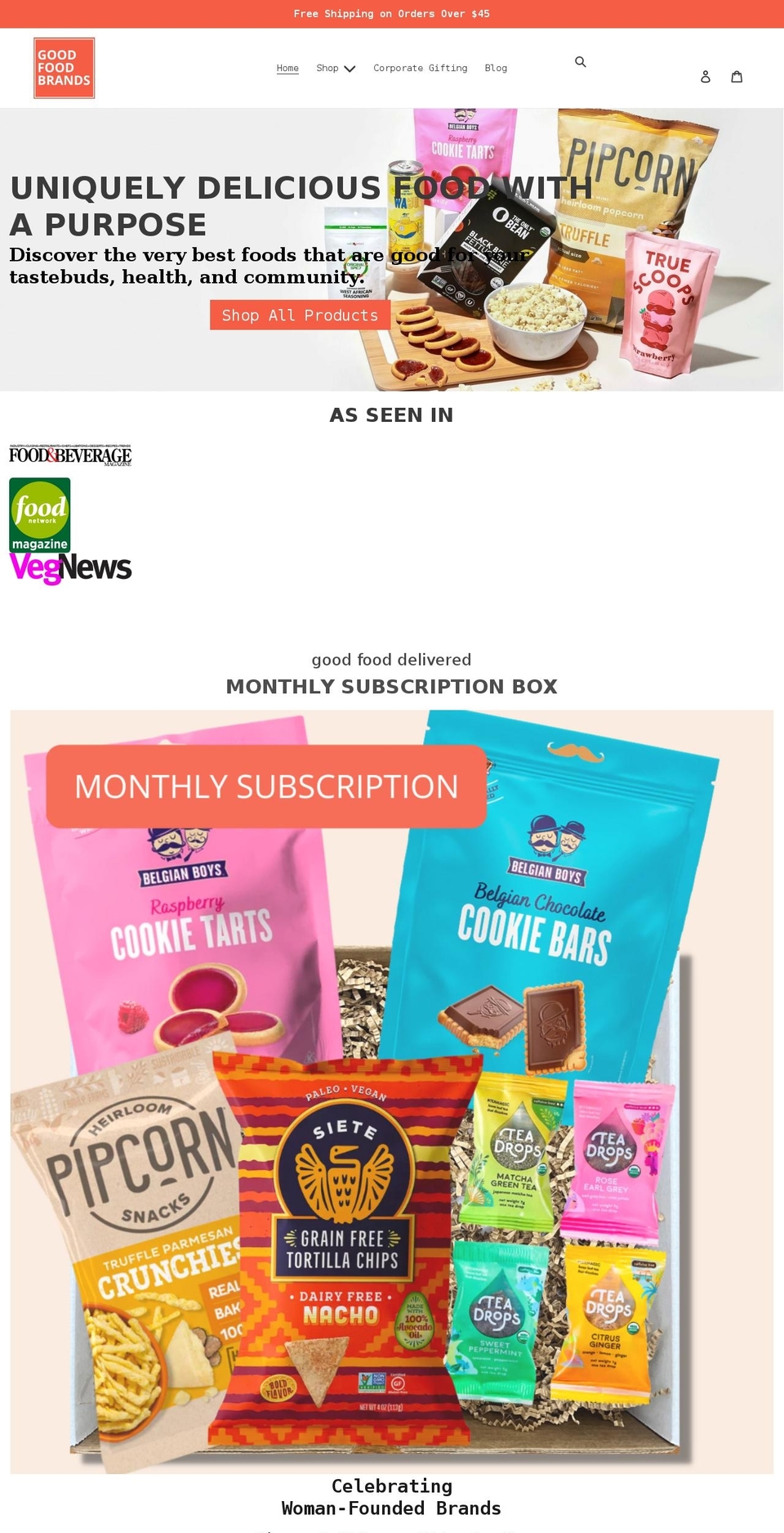 goodfoodbrands.org shopify website screenshot