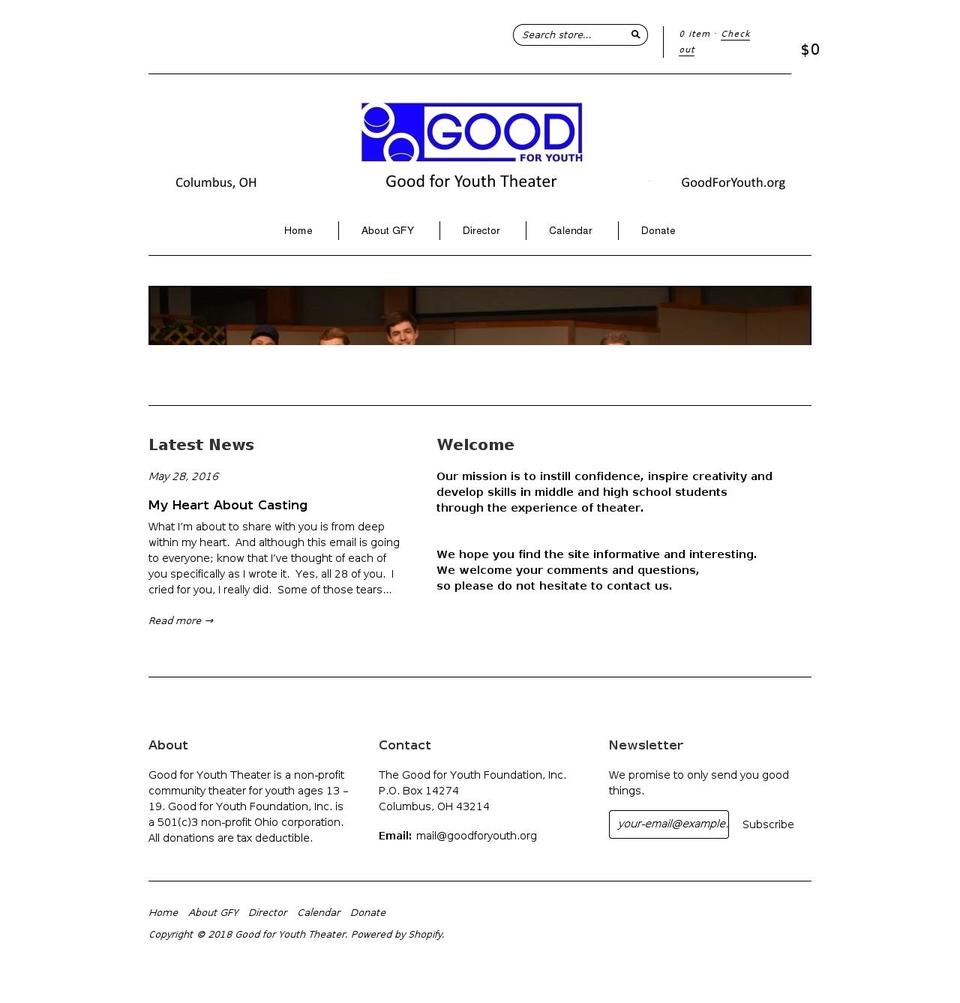goodforyouthfoundation.org shopify website screenshot