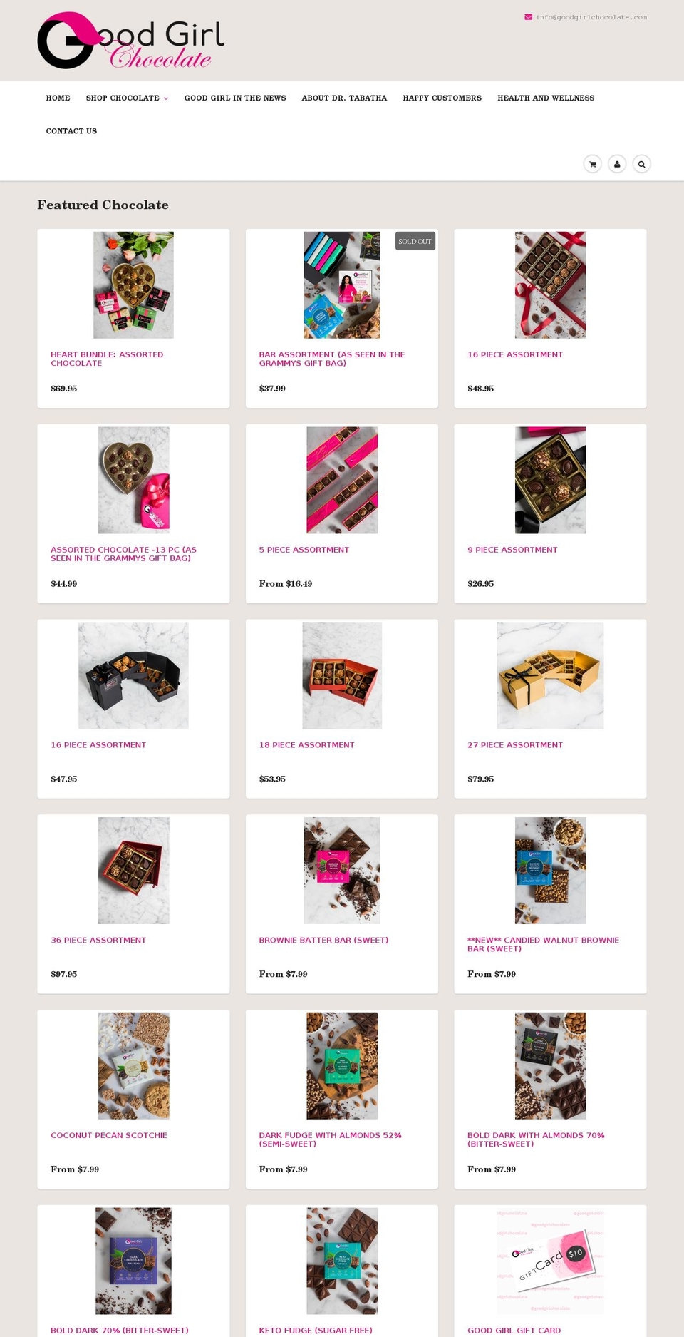 goodgirlchocolate.com shopify website screenshot