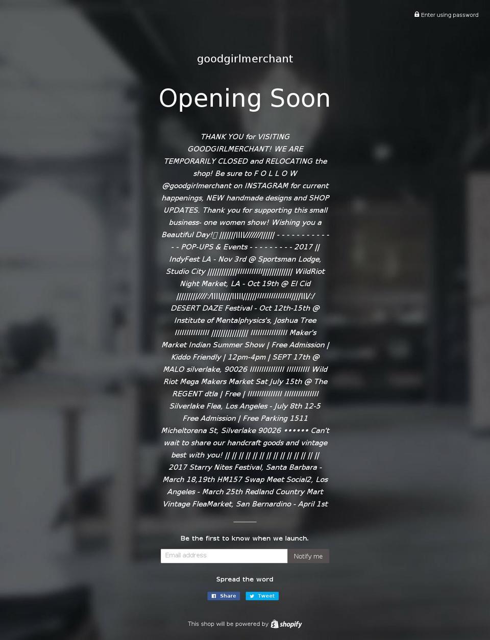 goodgirlmerchant.com — Shopify storefront screenshot
