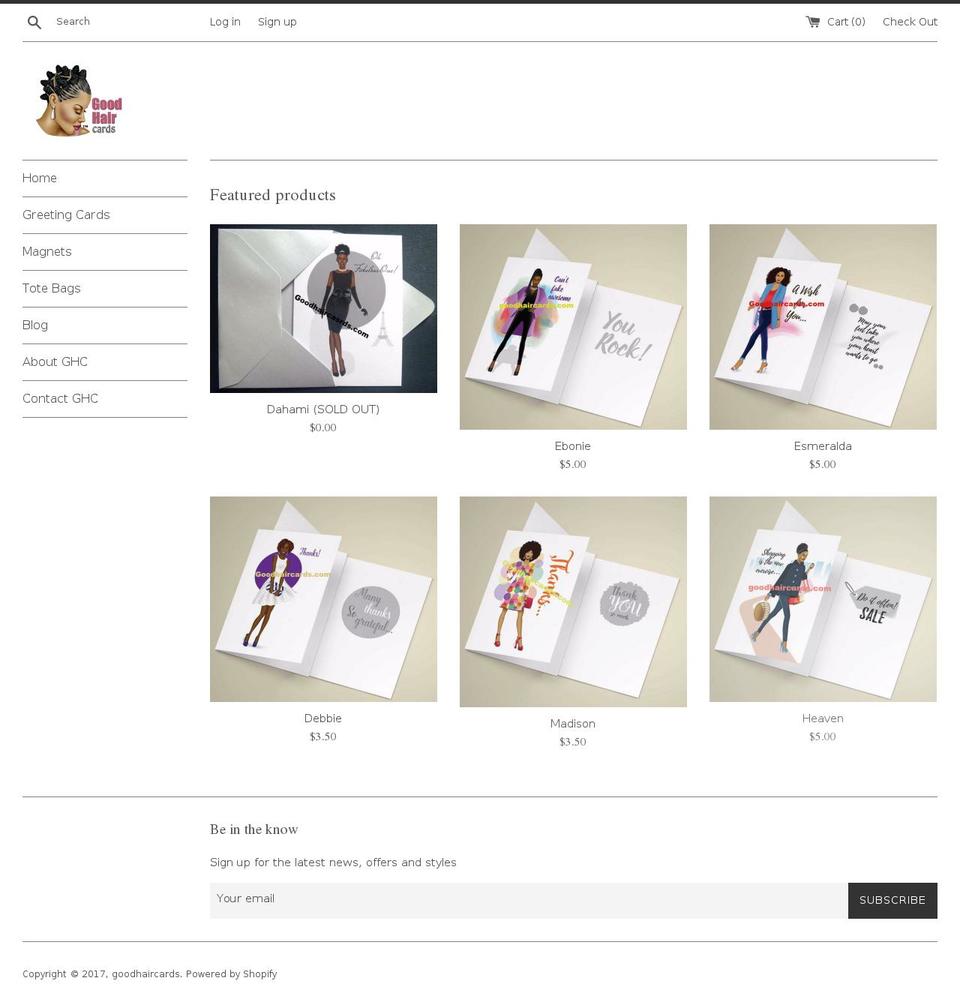goodhaircards.com shopify website screenshot