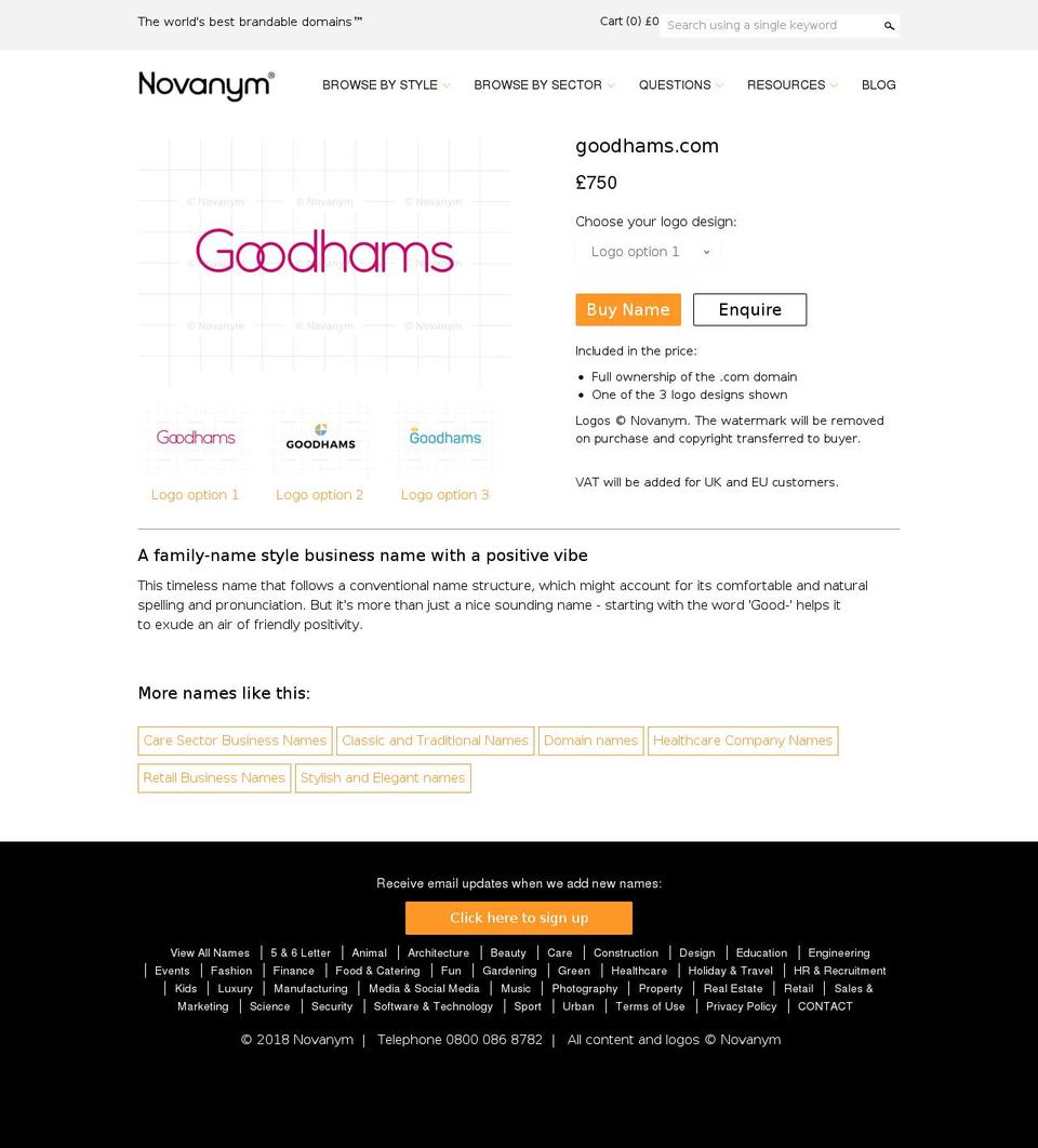 goodhams.com shopify website screenshot