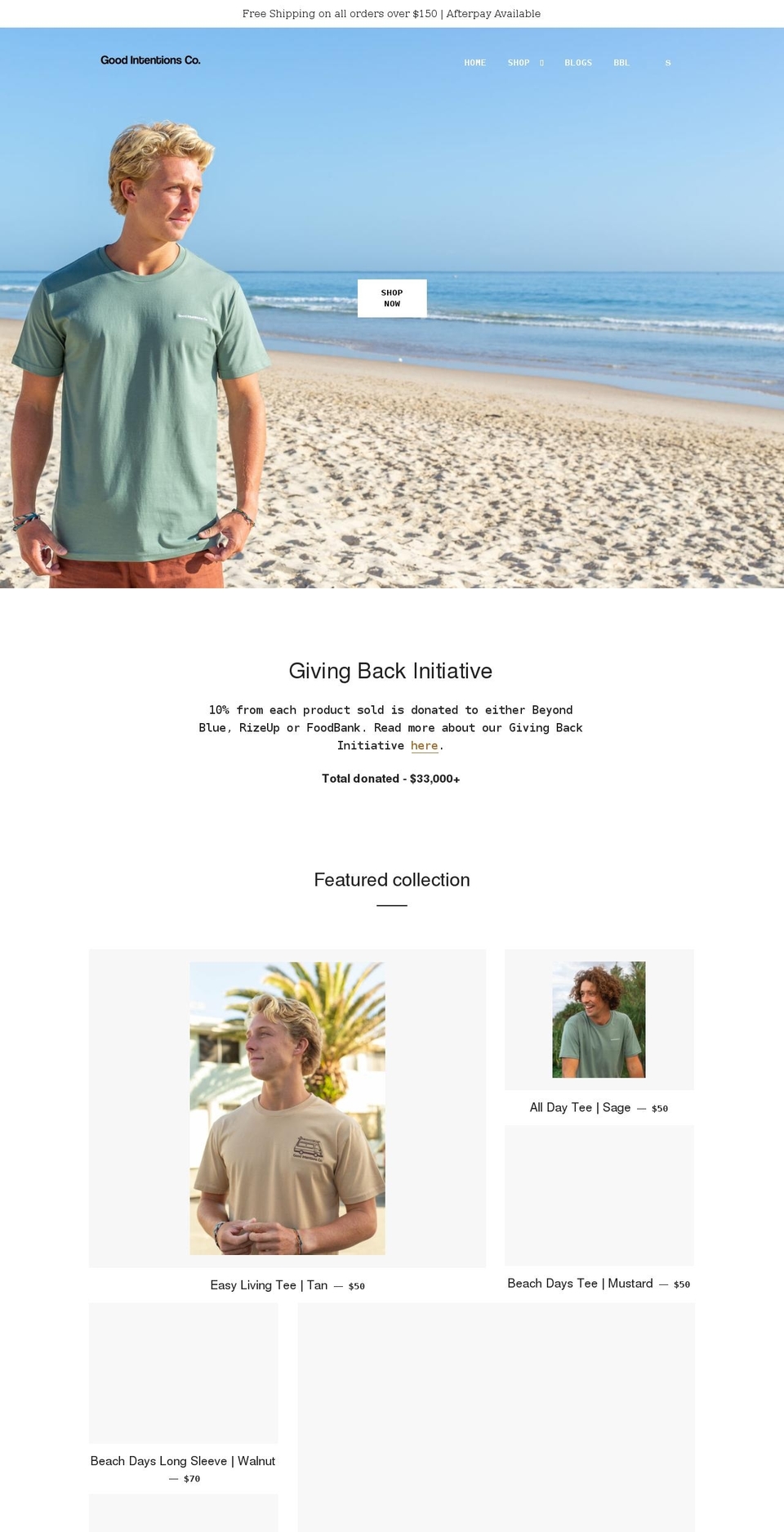 goodintentionsclothing.com.au shopify website screenshot