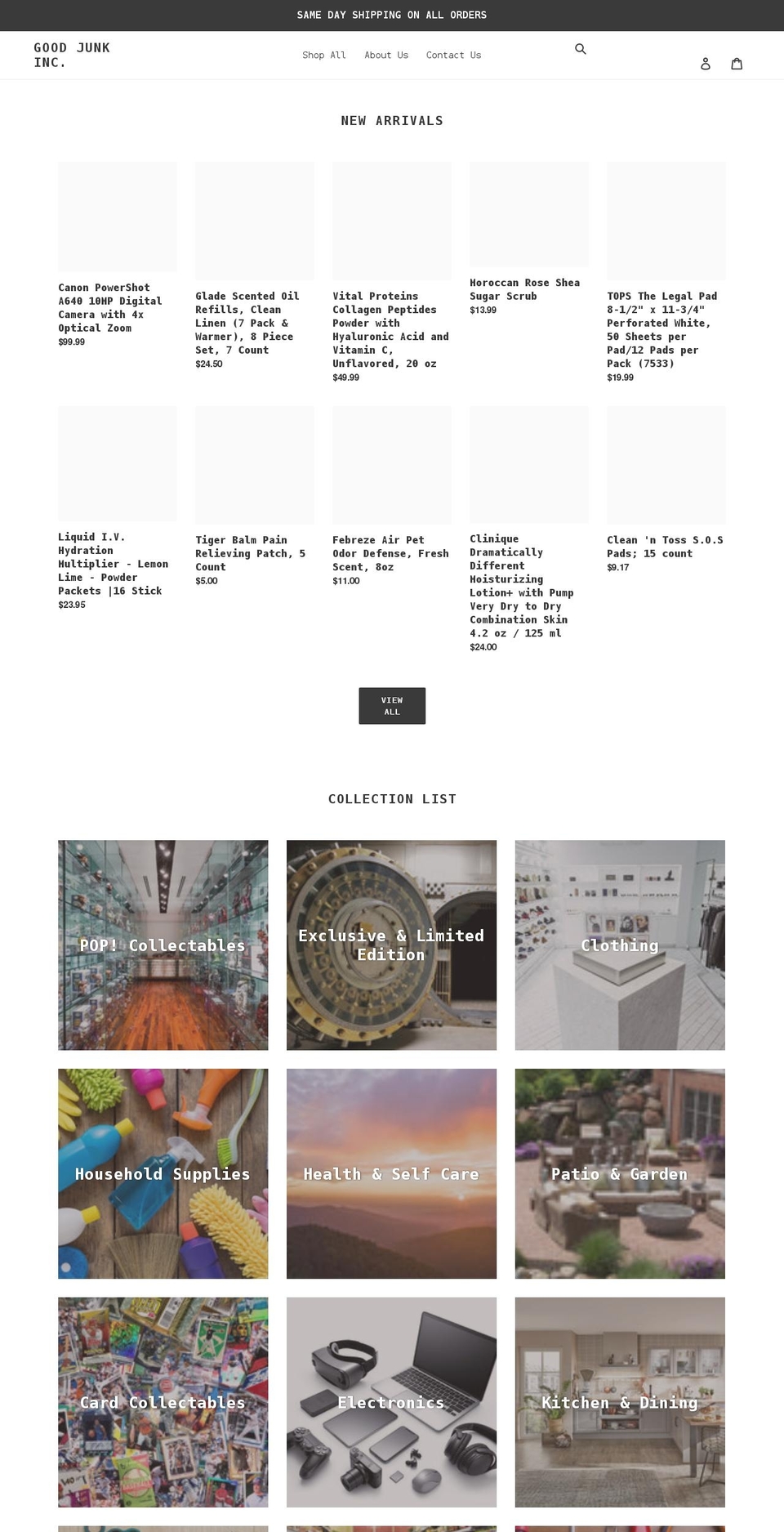 goodjunkinc.com shopify website screenshot