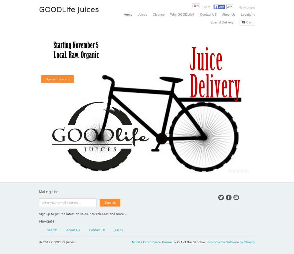 goodlifejuices.info shopify website screenshot