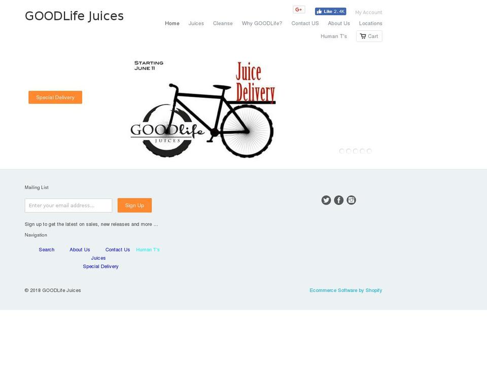 goodlifejuices.me shopify website screenshot