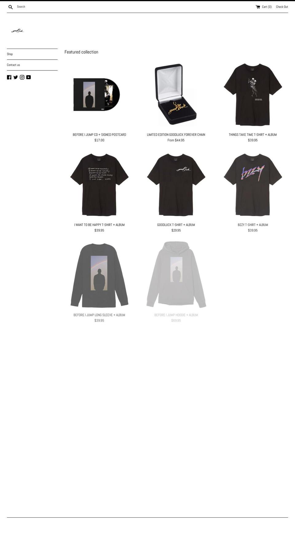 goodluckbzzy.com — Shopify storefront screenshot