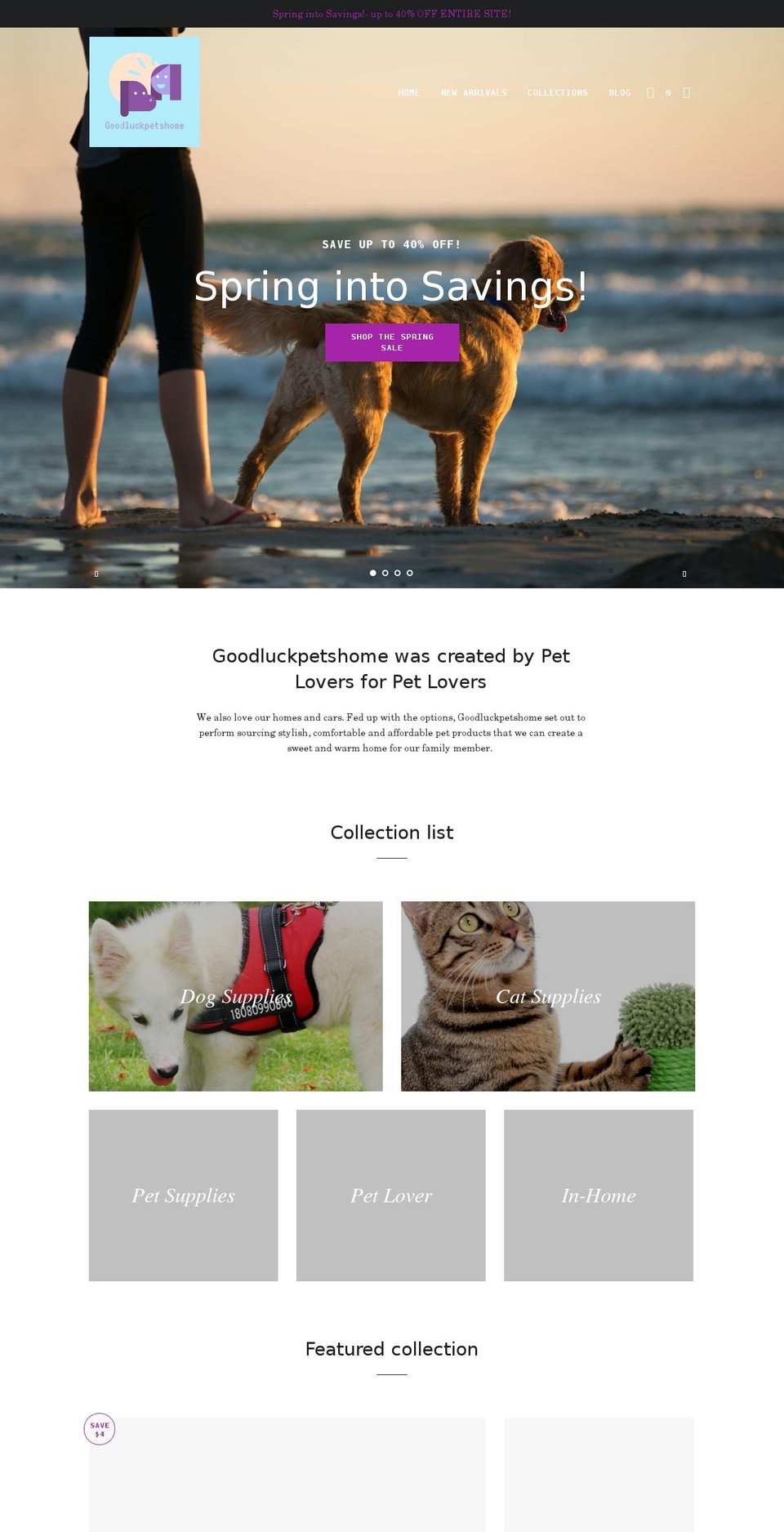 goodluckpetshome.com shopify website screenshot
