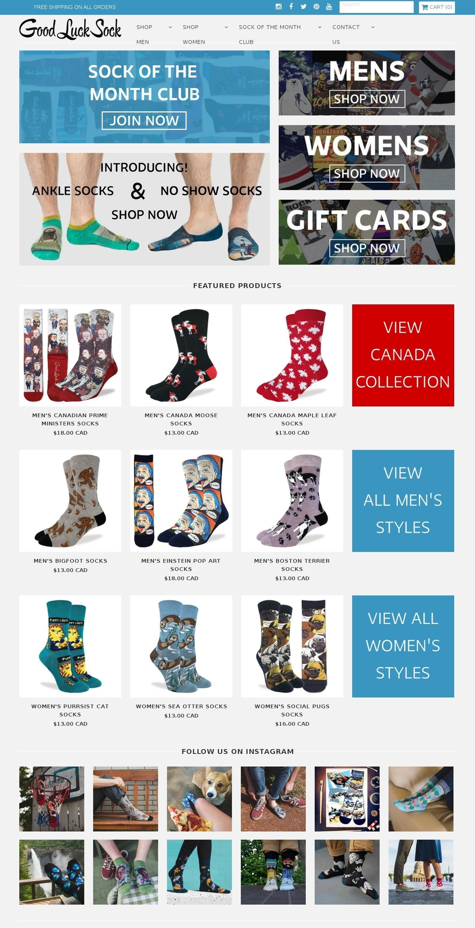 goodlucksock.ca shopify website screenshot