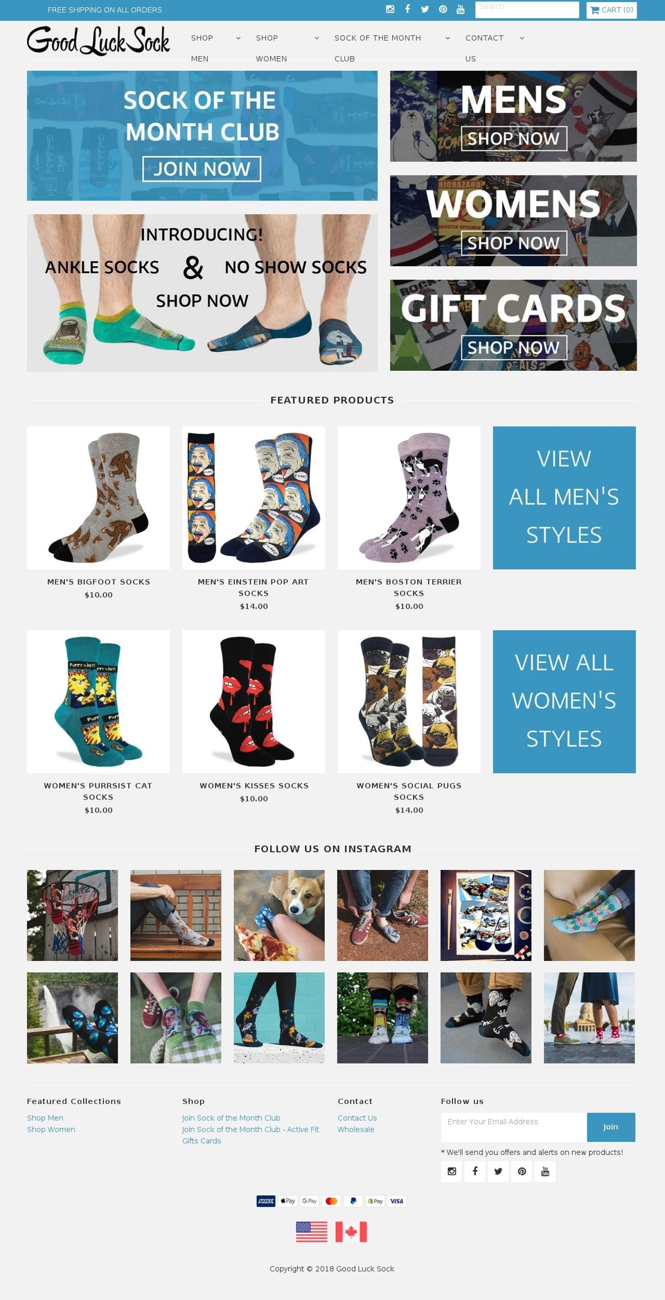 Good Luck Sock (CAD) - Mr Parker Shopify theme site example goodlucksocks.com