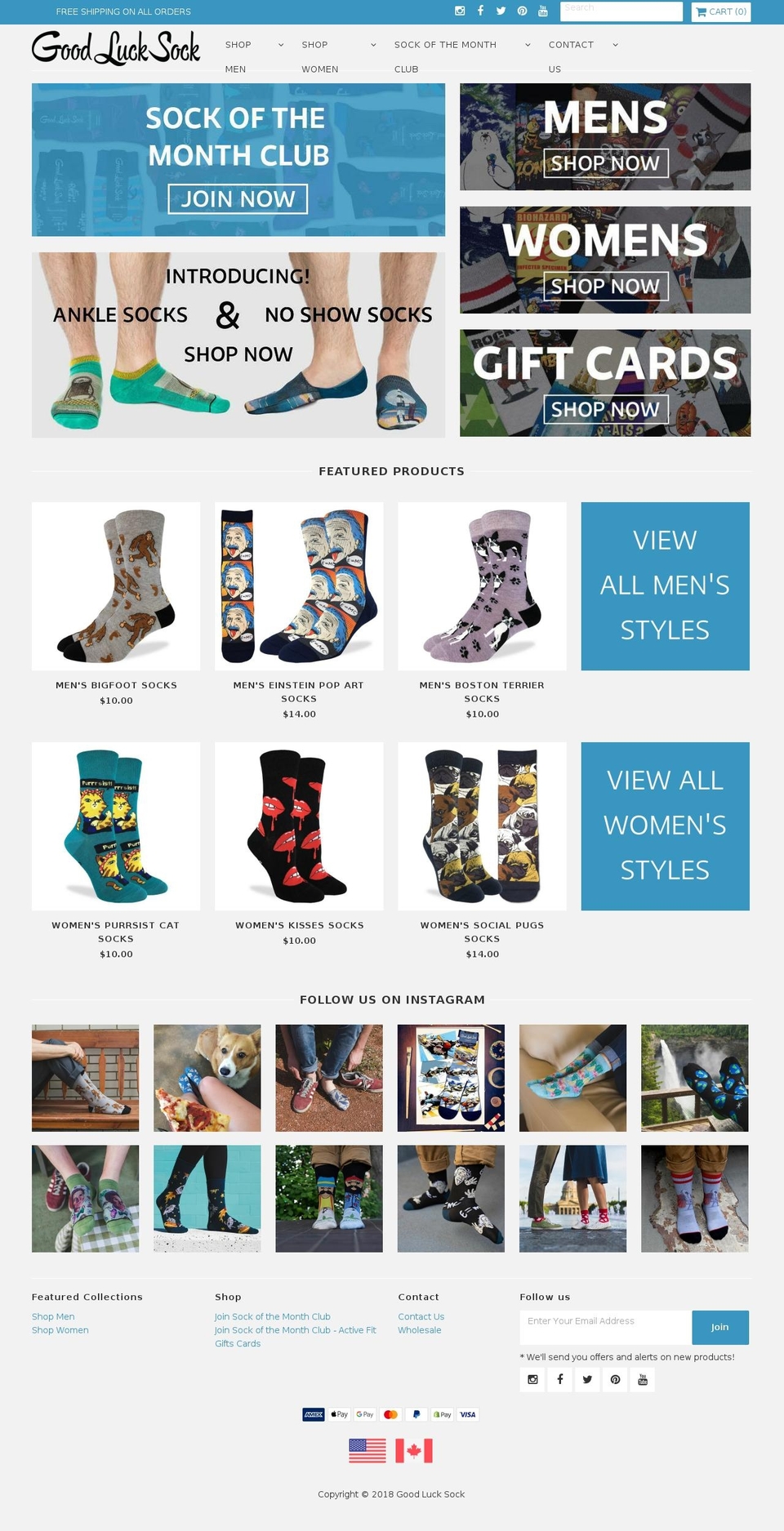 Good Luck Sock (CAD) - Mr Parker Shopify theme site example goodluckundiez.net