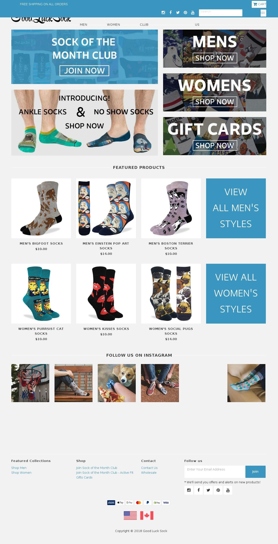 Good Luck Sock (CAD) - Mr Parker Shopify theme site example goodluckundz.info