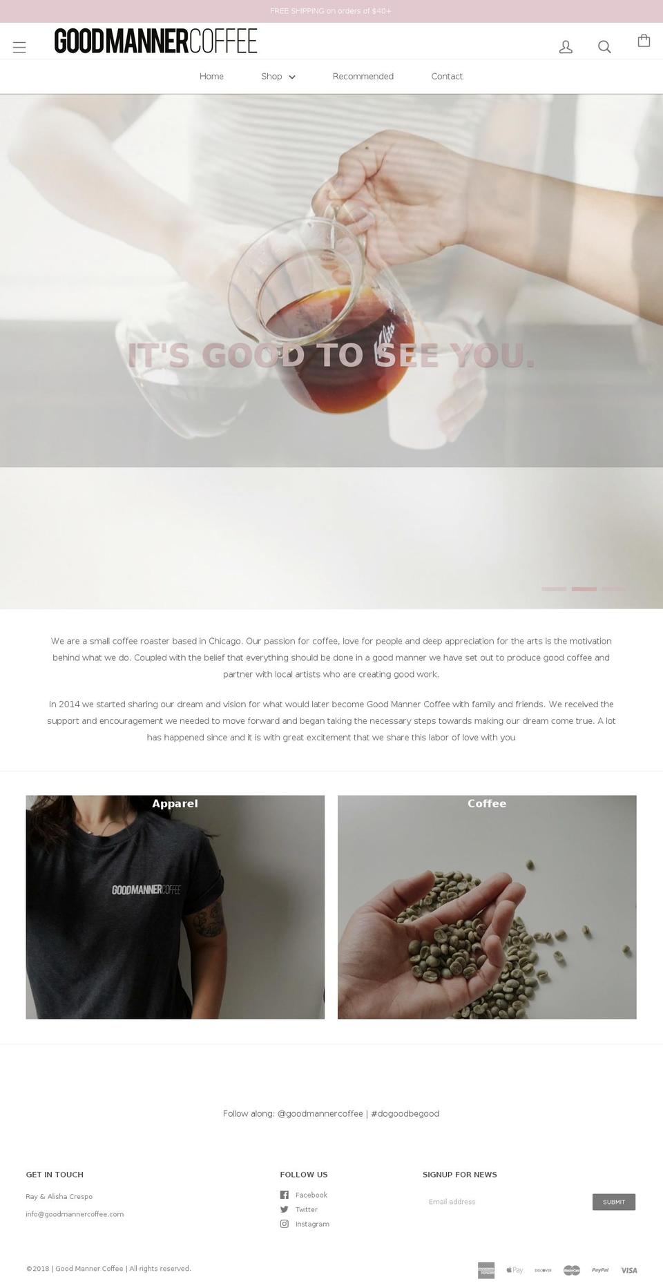 goodmannercoffee.com — Shopify storefront screenshot