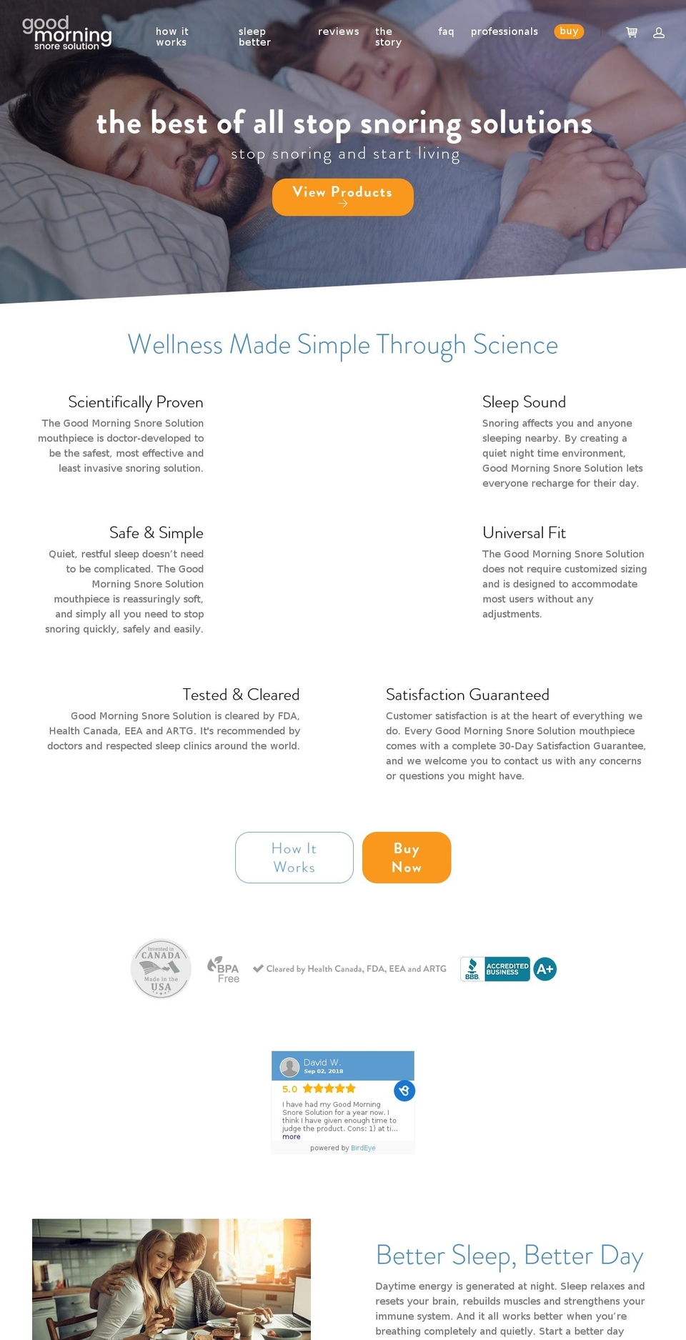 goodmorhningsnoresolution.com shopify website screenshot