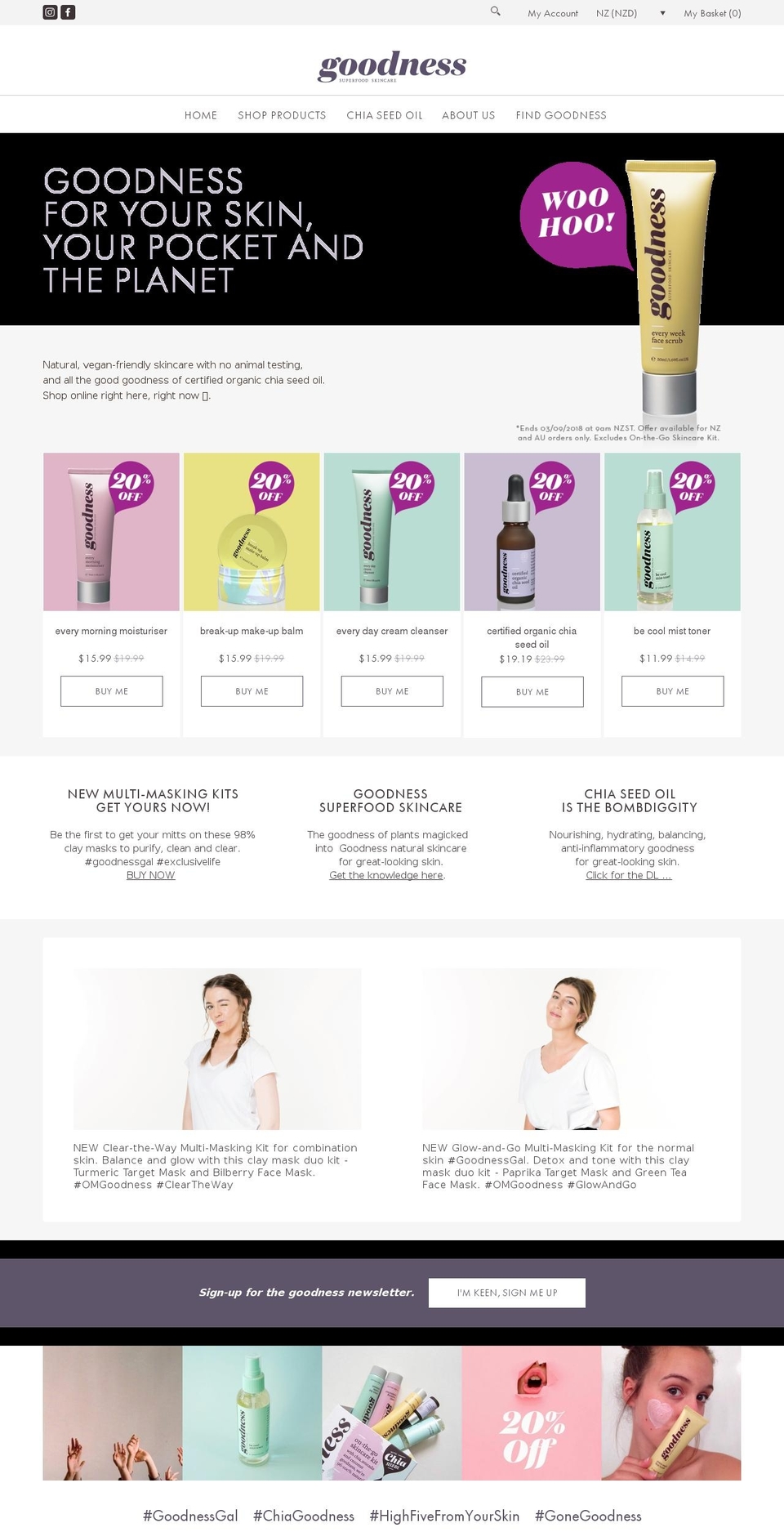 goodnessproducts.co.nz shopify website screenshot