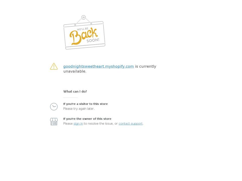 goodnightsweetheart.myshopify.com shopify website screenshot