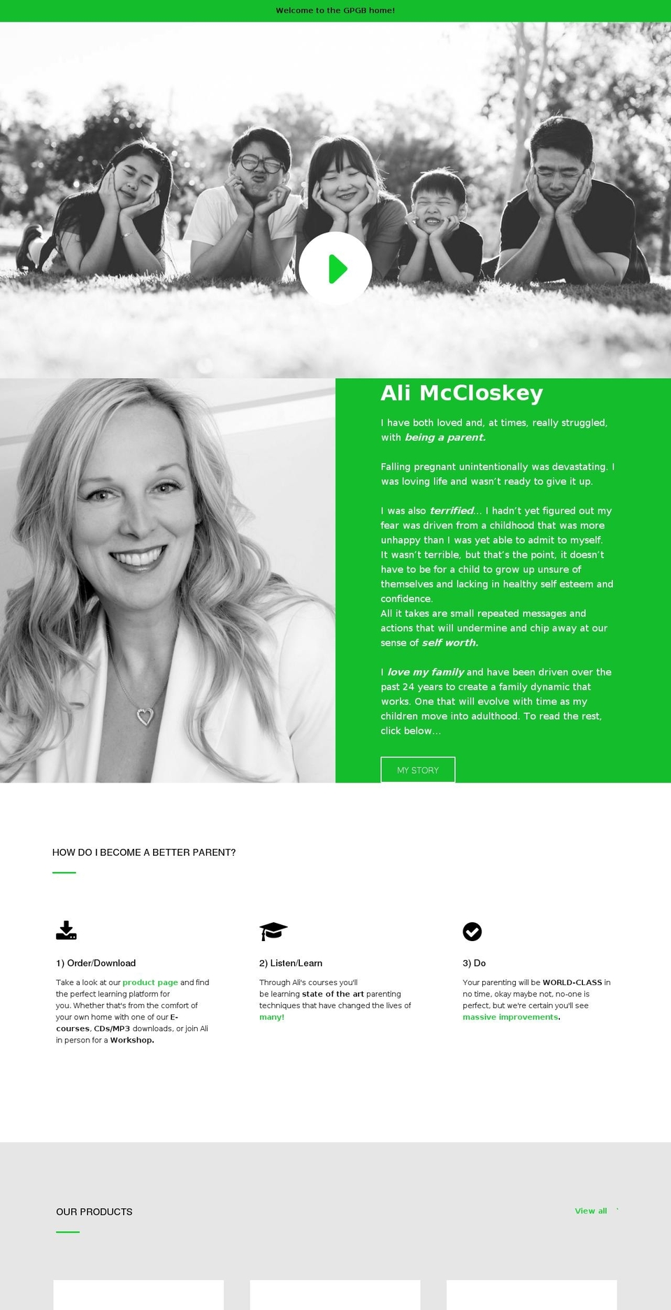 goodparentsgettingbetter.com shopify website screenshot