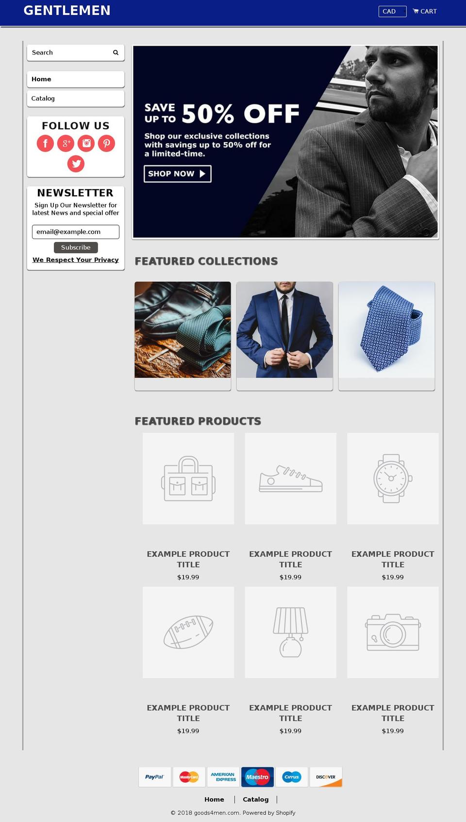 Gentlemen Shopify theme site example goods4men.com